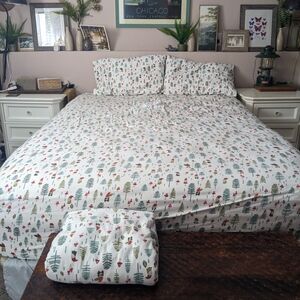 Cuddl Duds - Gnomes & Mushrooms In The Forest - Queen Sheet Set - Flannel 🍄